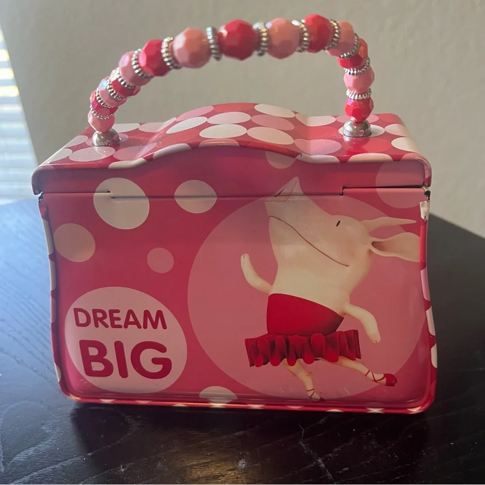 Pink 'Dream Big' Olivia Peppa Pig Style Metal Carry Case